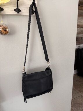 The Sak Black Braided Leather Crossbody Bag